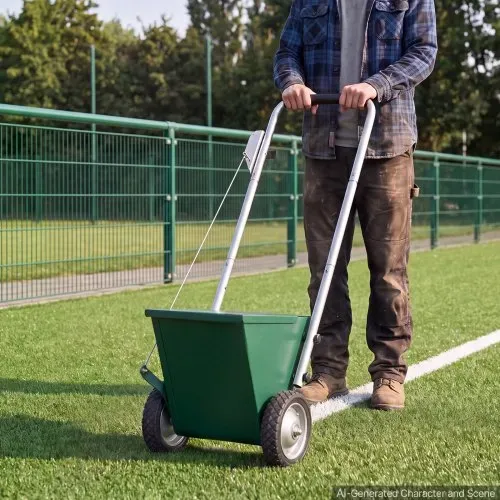 VEVOR Markierwagen Linien-Markiergerät Trocken 11,3 kg Pulverkapazität Grün, für Rasenfläche Feld & Sportplatz, Stahlkonstruktion, 50-100 mm Einstellbare Linienbreite, Klare & Gleichmäßige Markierung – Bild 7