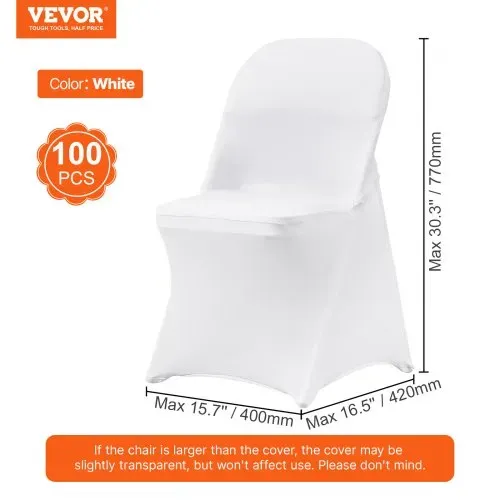 VEVOR Stuhlhussen aus Elastischem Spandex für Klappstühle, Universell Passender, Kurzer Vorderbezug, Abnehmbare & Waschbare Schonbezüge, für Hochzeit, Urlaub, Party, Feier, (100 Stück, Schwarz) – Bild 6