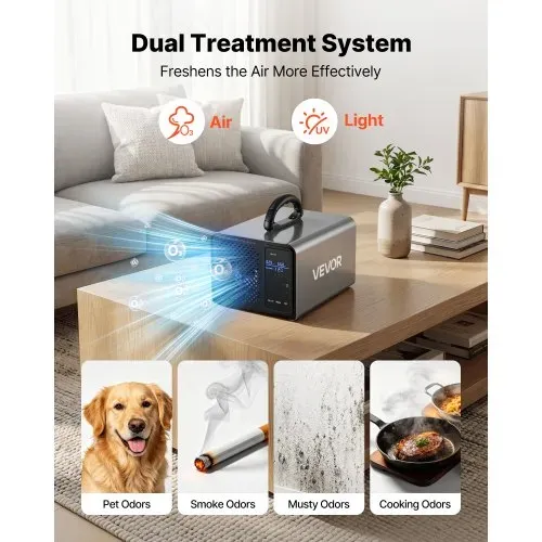 VEVOR Ozongenerator 36000mg/h, Industrielles Ozongerät mit 15s Startverzögerung Wasser-Ozonisierung & Fernbedienung, Ozonisator für Max. 300㎡, Ozon-Luftreiniger gegen Gerüche für Auto Hotel Wohnung – Bild 2