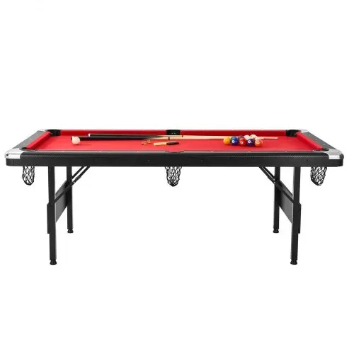 VEVOR Billardtisch, 2,13 m Pooltisch, Zusammenklappbarer Platzsparender Tisch, Billardtisch-Set inkl. Bällen, Queues, Kreide, Schwarz, Perfekt für Familienspielzimmer für Kinder und Erwachsene – Bild 10