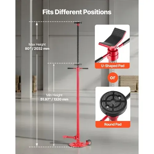 VEVOR Unterhub-Stützständer 1 t Rollbar, Höhenverstellbarer (1320–2033 mm) Wagenheberständer mit Kugelgelagertem Drehgriff & Pedal, zur Unterstützung von Fahrzeugkomponenten Autoreparatur – Bild 2