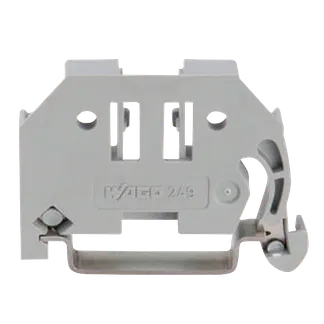 Schraubenlose Endklammer WAGO, 6mm breit, für TS 35×15 und 35×7,5, grau Schraubenlose Endklammer WAGO, 6mm breit, für TS 35×15 und 35×7,5, grau