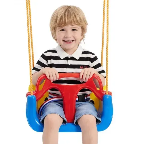 VEVOR 3-in-1 Babyschaukelsitz Tragkraft 136 kg Kinderschaukel Rot/Gelb/Blau, für Spielplätze Indoor & Outdoor, mit Verstellbaren Seilen & Karabinerhaken, für Kinder ab 6 Monaten, CE-& CPC-Zertifiziert – Bild 8
