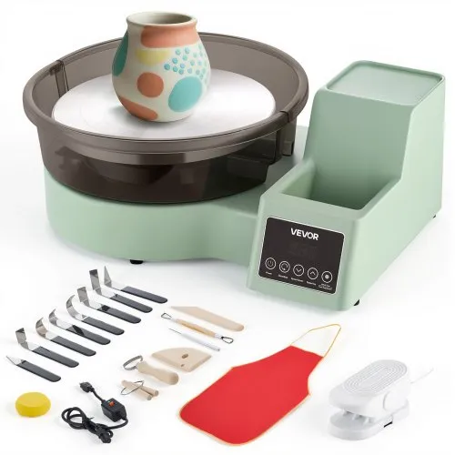 VEVOR Töpferscheibe Elektrisch 450 W, Töpferdrehmaschine 28 cm Drehteller (Aluminium), Töpfermaschine mit Fußpedal & 30–300 U/min Einstellbarer Drehzahl & PP-Gehäuse, für Anfänger DIY-Tonkunst, Grün VEVOR Töpferscheibe Elektrisch 450 W, Töpferdrehmaschine 28 cm Drehteller (Aluminium), Töpfermaschine mit Fußpedal & 30–300 U/min Einstellbarer Drehzahl & PP-Gehäuse, für Anfänger DIY-Tonkunst, Grün
