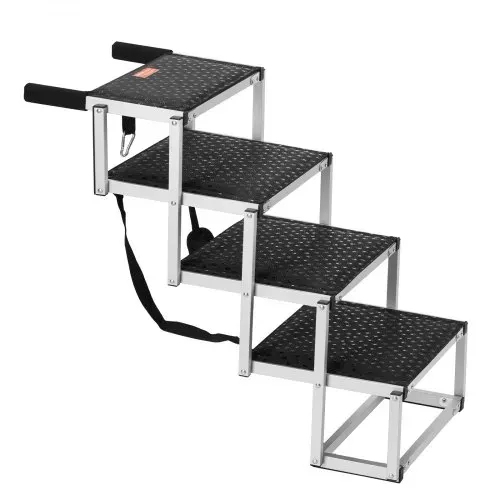 VEVOR Hundetreppe für Autos, breite 4-stufige Hundeautotreppe, zusammenklappbare Hundeautorampe mit rutschfester Oberfläche, tragbare Haustiertreppe aus leichtem Aluminium für Auto, SUV und LKW, trägt bis zu 68 kg – Bild 8