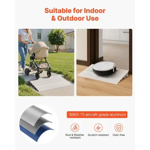 VEVOR Türschwellenrampe, 550x865x115 mm, Rollstuhlrampe aus Aluminiumlegierung mit einer Tragkraft von 360 kg, Bordsteinrampe für Heimtreppen für Rollstühle Roller Gehhilfen Fahrräder Dreiräder – Bild 3