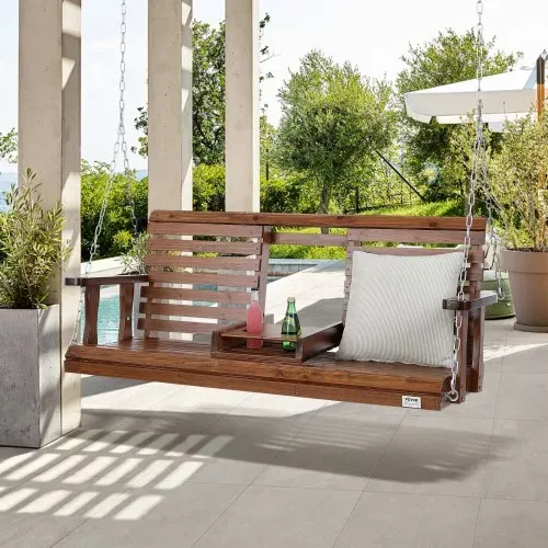 VEVOR Hollywoodschaukel Zedernholz, 1523x710x600mm, Terrassenschaukel für Hof und Garten, verbesserte Tragkraft von ca. 400 kg, robuste Schaukelstuhlbank mit Aufhängeketten für den Außenbereich, braun – Bild 7