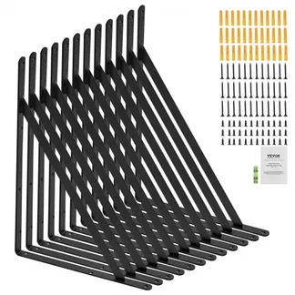 VEVOR Regalhalterung, 460 x 305 x 25 mm, 12 Stück, schwebende Regalträger, Halterungen für Regale, 3 mm dicke, mattschwarze dreieckige Regalhalterung, Regalhalter aus Stahl mit 72,6 kg Tragkraft VEVOR Regalhalterung, 460 x 305 x 25 mm, 12 Stück, schwebende Regalträger, Halterungen für Regale, 3 mm dicke, mattschwarze dreieckige Regalhalterung, Regalhalter aus Stahl mit 72,6 kg Tragkraft
