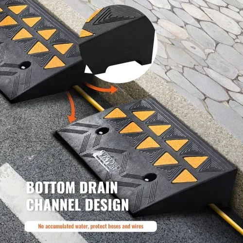 VEVOR 2xSchwellenrampe Vollgummi Türschwellenrampe Max. Tragfähigkeit bis zu 15Tonnen Bordsteinrampe 50x32x11cm Rollstuhlrampe Auffahrrampe Gummirampe ideal für unebenen Boden Bordsteinkanten – Bild 4