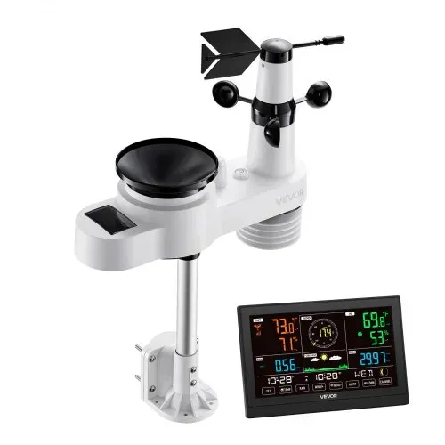 VEVOR 5-in-1-WLAN-Wetterstation, 7,5-Zoll-VA-Display, solarbetriebener Außensensor, Wettercenter zur Wettervorhersage, Windgeschwindigkeit, Windrichtung, Temperatur, Luftfeuchtigkeit, Niederschlag – Bild 9