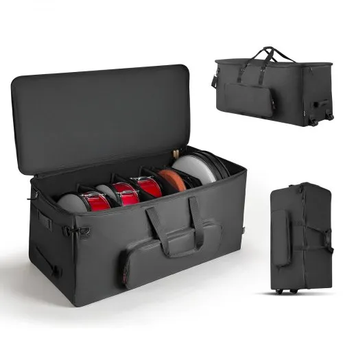 VEVOR Schlagzeugtasche, Drummer Hardware Bag, 1010x510x440 mm, mit 6 herausnehmbaren Trennwänden, Rollen & 3 Außentaschen, wasserabweisend & gepolstert, sicherer Transport von Equipment & Instrumente VEVOR Schlagzeugtasche, Drummer Hardware Bag, 1010x510x440 mm, mit 6 herausnehmbaren Trennwänden, Rollen & 3 Außentaschen, wasserabweisend & gepolstert, sicherer Transport von Equipment & Instrumente