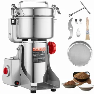 VEVOR Elektrische Getreidemühle, 1000 g, Hochgeschwindigkeits-Gewürzmühle mit 3000 W, gewerbliche Gewürzmühle, Pulverisiermaschine aus Edelstahl, für trockene Körner, Gewürze, Müsli, Kaffee, Mais, Pfeffer, Schwenktyp VEVOR Elektrische Getreidemühle, 1000 g, Hochgeschwindigkeits-Gewürzmühle mit 3000 W, gewerbliche Gewürzmühle, Pulverisiermaschine aus Edelstahl, für trockene Körner, Gewürze, Müsli, Kaffee, Mais, Pfeffer, Schwenktyp