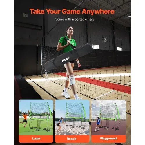 VEVOR Volleyball Trainingsnetz stufenlos höhenverstellbare Übungsausrüstung mit Ballrücklauf, 2,44 x 3,35 m tragbare Netzstation, einfache Einrichtung für den Innen- und Außenbereich im Garten – Bild 5
