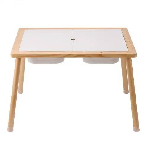 VEVOR Sensoriktisch für Kleinkinder Aktivitätstisch mit 3 faltbaren Aufbewahrungsbehältern & doppelseitiger Tafel, Sand- und Wassertisch Sensoriktisch für Kinder aus Holz zum Zeichnen Lernen Essen – Bild 9