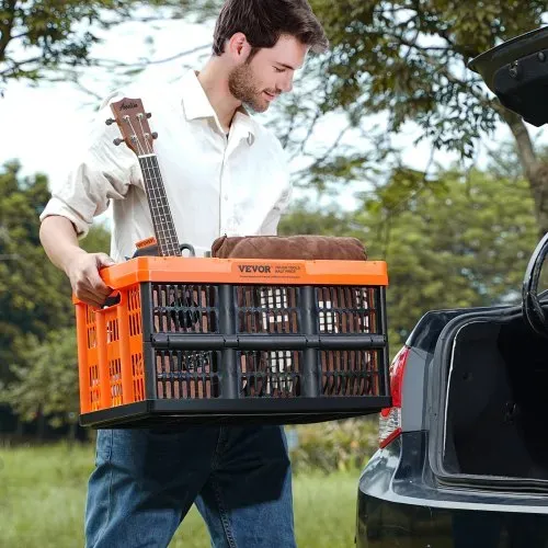 VEVOR 3er-Set 45L Profi Klappbox aus PP Transportbox Faltbarer Aufbewahrungsbox mit Handgriff Stapelbare Kisten Storage Box Faltboxen Stapelboxen für Aufbewahrung & Transport Orange – Bild 7