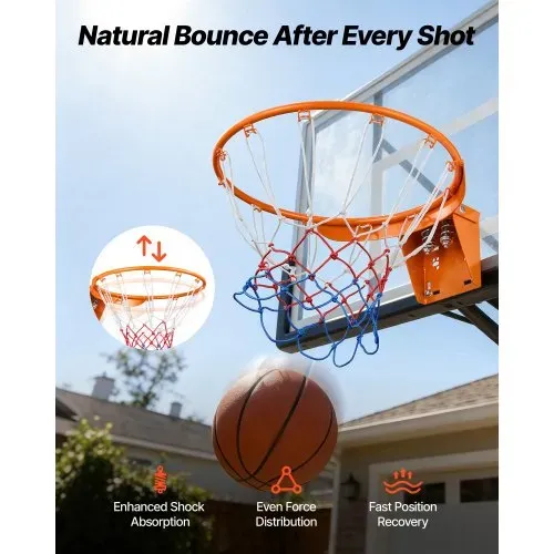 VEVOR Basketball-Felge, an der Wandtür montierter Basketballkorb, robuster Q235-Basketball-Flex-Rand-Torersatz mit Netz, Standard-18-Zoll-Hänge-Basketballkorb für den Innen- und Außenbereich für Kinder und Erwachsene – Bild 4