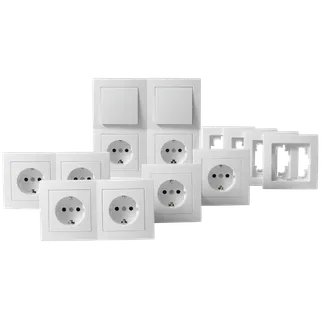Schalter und Steckdosen Set McPower Flair “Standard“, 20-teilig, weiß Schalter und Steckdosen Set McPower Flair “Standard“, 20-teilig, weiß
