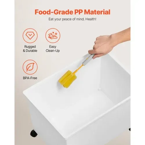 VEVOR Mehl und Reis Behälter Kapazität 25 kg, 3 Stück Aufbewahrungsbox Küche 35,5 x 50 x 45 cm, dreifach Vorratsdosen weiß Speicherung für Getreide und anderen Trockenwaren – Bild 3