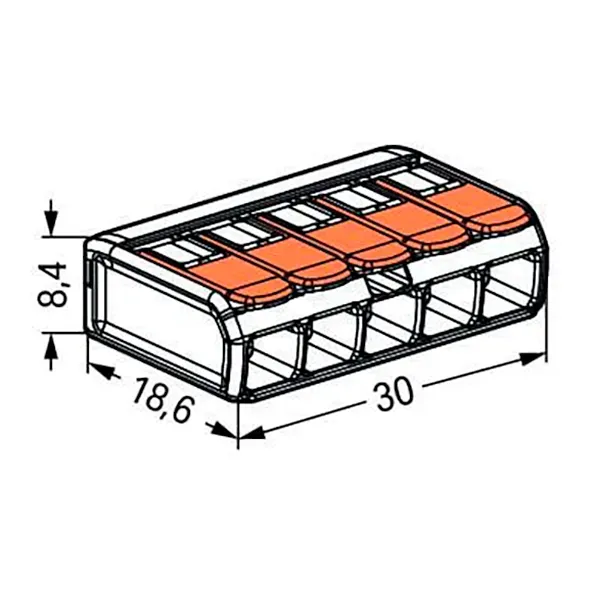 Compact-Verbindungsklemme WAGO, für alle Leiterarten, 5 Klemmstellen, 4mm² – Bild 2