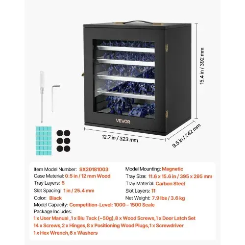 VEVOR Miniatur-Aufbewahrungskoffer für Warhammer 40k, passend für Modelle im Maßstab 1000-1500, Transportkoffer mit 5 Ablagen 11 Fächern, Sammlervitrine für Sammlerstücke (Miniaturen nicht enthalten) – Bild 6