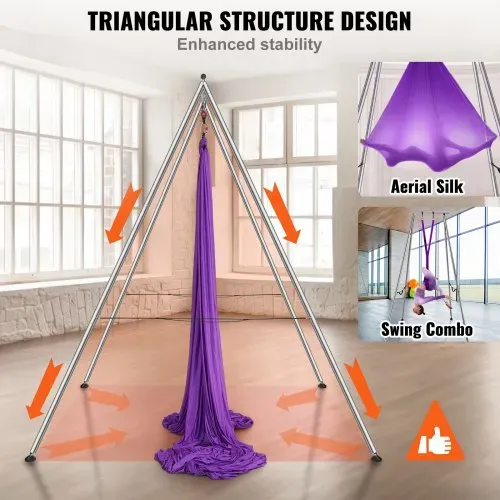 VEVOR Aerial Yoga Hängematte mit Yogarahmen 12 x 2,6 m, Lila Yoga Swing Air Fliegen, Yoga-Schaukel Hammock Swing 250 kg Max. Tragfähigkeit, inkl. Yoga-Socken & Fußpolster, Anti-Gravity-Übungen – Bild 4