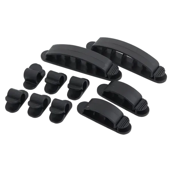 Kabelhalter-Set, ABS, 10 Stk., schwarz, selbstklebend Kabelhalter-Set, ABS, 10 Stk., schwarz, selbstklebend