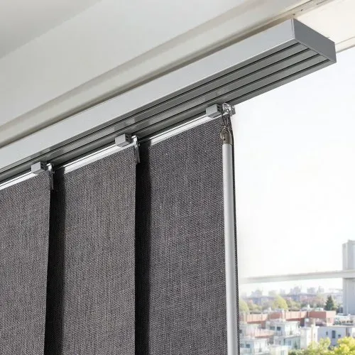 VEVOR Flächenvorhänge, ausziehbare Schiene von 116 cm bis 218 cm (B), zuschneidbare Flächenvorhänge bis 243 cm (H), Verdunkelungs-Schiebegardinen für Schiebetüren Terrassentüren Dunkelgrau – Bild 7