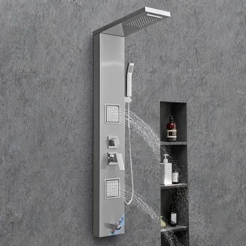 VEVOR Duschpaneel-Turmsystem (5 Modi) mit Regenwasserfall-Duschkopf, (1345 mm) Duschsäule aus 304 Edelstahl, Regenmassagesystem zur Wandmontage, mit Handbrause & Wannenauslauf & 2 Körperdüsen – Bild 7