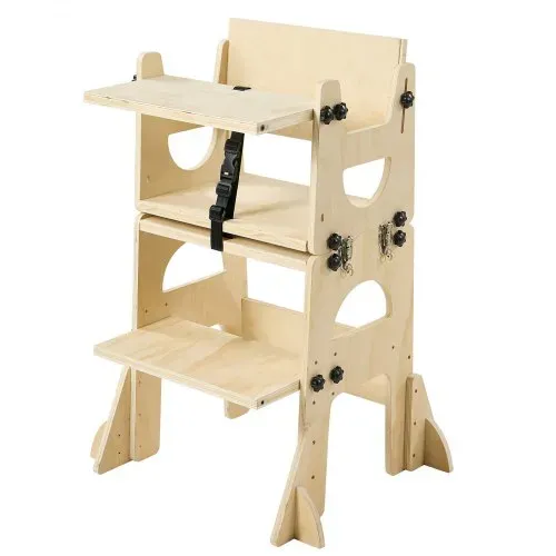 VEVOR Lernturm für Kinder im Alter von 1 bis 5 Jahren, Höhenverstellbarer Lernstuhl aus Holz, Montessori-Tisch- & Stuhlset, Learning Tower mit Tafel & Rückenlehne für Bad & Küchenarbeitsplatte – Bild 9