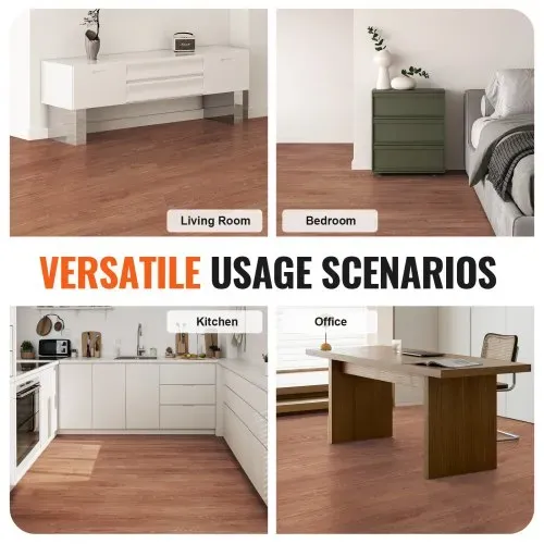 VEVOR Selbstklebende Vinyl-Bodenfliesen 91,4 x 15,2 cm, 36 Stk., 2,5 mm dick, abziehen und aufkleben, tiefbraune Holzmaserung, DIY-Bodenbelag für Küche, Esszimmer, Schlafzimmer und Badezimmer – Bild 5