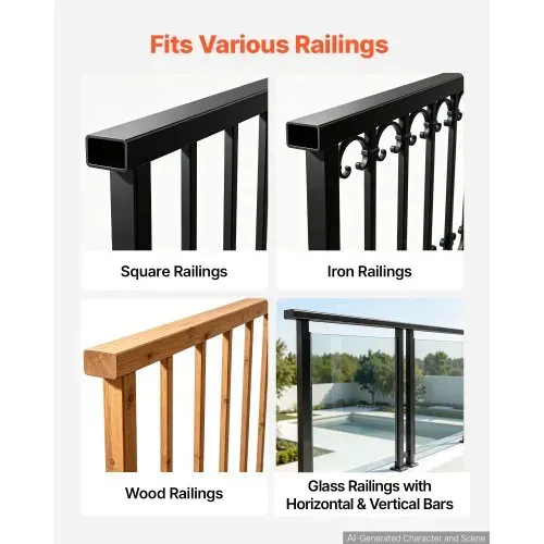 VEVOR Balkonhängetisch 560x280 mm Klapptisch 27 kg Hängetisch Balkontisch, für Terrasse Garten oder Balkon, Passend für 80-135 mm Geländer, Höhenverstellbar, Tischplatte aus Akazienholz, Platzsparend – Bild 5
