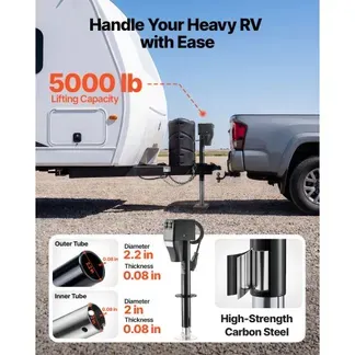 VEVOR Elektrischer Anhängerheber 2268 kg, Elektro Stützfuß 230-686mm Hub, Wohnmobil-Anhängerstütze mit Kurbel, Schutzabdeckung & LED für Wohnwagen, Wohnmobile & Camper, 12 V DC mit Kabelbaum VEVOR Elektrischer Anhängerheber 2268 kg, Elektro Stützfuß 230-686mm Hub, Wohnmobil-Anhängerstütze mit Kurbel, Schutzabdeckung & LED für Wohnwagen, Wohnmobile & Camper, 12 V DC mit Kabelbaum