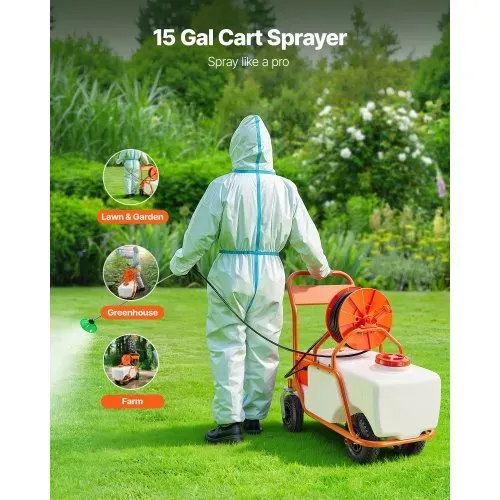 VEVOR Rasensprüher mit Rädern, einstellbarer Druck 0–90 PSI, Sprühgerät mit 60-L-Tank, mit 8 Düsen, 2 Zauberstäben, breiter Öffnungsdeckel für Garten, Jäten, Sprühen VEVOR Rasensprüher mit Rädern, einstellbarer Druck 0–90 PSI, Sprühgerät mit 60-L-Tank, mit 8 Düsen, 2 Zauberstäben, breiter Öffnungsdeckel für Garten, Jäten, Sprühen