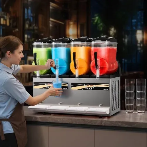 VEVOR Slush Maschine 4 x 12 L, Slusheis Eisbereiter 1650 W (kein Eis Nötig), Elektrische Margarita-Maschine mit Selbstreinigungsfunktion, Geeignet für Frozen Margaritas Frappés Milchshakes Shakes – Bild 7