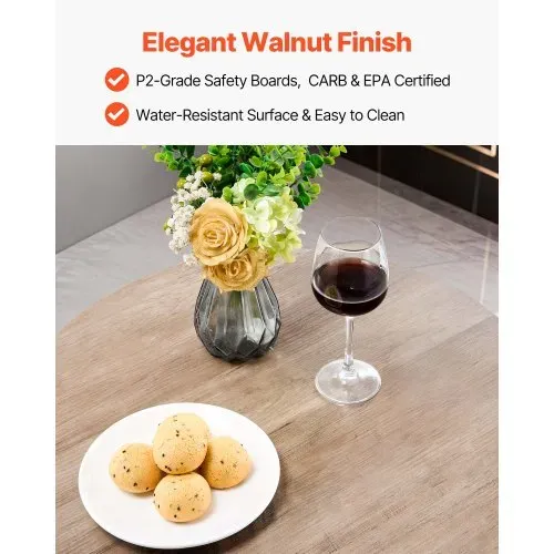 VEVOR Bartisch-Set (3-tlg.) mit 2 Barstühlen & abgerundeten Kanten, runder Kneipentisch Stehtisch (600 x 915 mm), Bistrotisch Esstisch Hellgrau, Schwarz, geeignet für Büro Minibar Frühstücksecke – Bild 3