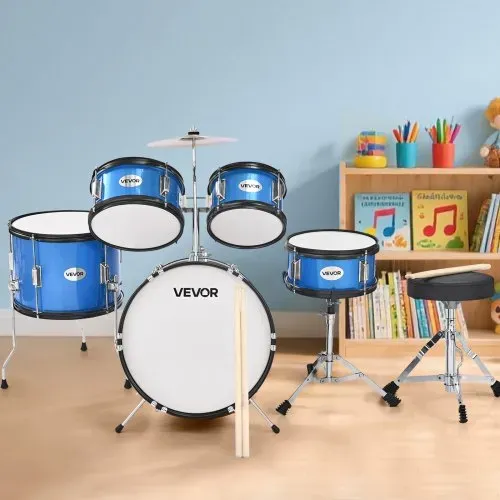 VEVOR Schlagzeug Set, 5-teilig, inkl. 40,6 cm Basstrommel, 25,4 cm Snare, 20,3 cm & 25,4 cm Tomtoms, 33 cm Standtom, 25,4 cm Crash-Becken & 20,3 cm Hi-Hat, für Kinder von 6–13 Jahren, Blau – Bild 7