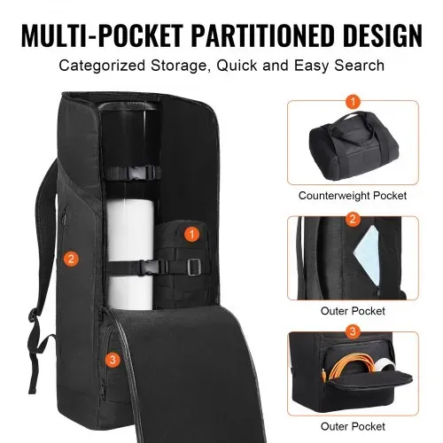 VEVOR Teleskoptasche, 76cm, Teleskop-Transporttasche mit sicherem Gurt, Taschen und bequemen Schultergurten, stoßdämpfende Teleskop-Tragetasche für optisches Rohr und Stativ, Gegengewichtstasche – Bild 3