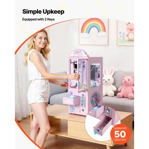 VEVOR Greifautomat, Greifer, mittelgroßer Spielautomat mit Licht & Ton, Präzisionsstahlklaue mit verstellbarem Griff für Plüschtiere, Verkaufsspielzeug, für kommerzielle Heimpartys & Kinos, Pink – Bild 5