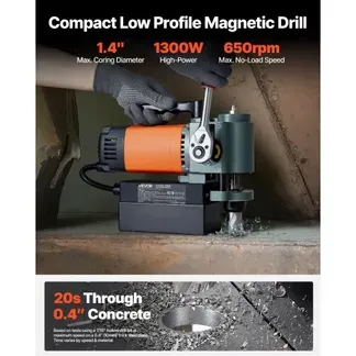 VEVOR Magnetbohrmaschine mit niedrigem Profil, 1300 W, 35 mm Bohrdurchmesser, 10000 N Leistung, tragbare Magnetbohrmaschine mit Weldon-Schaft, für Metalloberflächen Industrie Heimwerker VEVOR Magnetbohrmaschine mit niedrigem Profil, 1300 W, 35 mm Bohrdurchmesser, 10000 N Leistung, tragbare Magnetbohrmaschine mit Weldon-Schaft, für Metalloberflächen Industrie Heimwerker