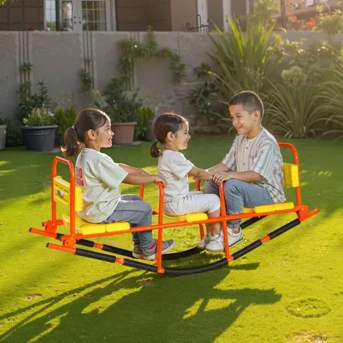 VEVOR Kinderwippe, 90 kg Tragkraft, Schaukelwippe aus Metall mit Griffen, Karussellwippe für Kinder ab 3 Jahren, Gartenwippe für draußen, Rasen, Hinterhof, Spielplatz, 2 Sitze, 1535x490x645 mm – Bild 7