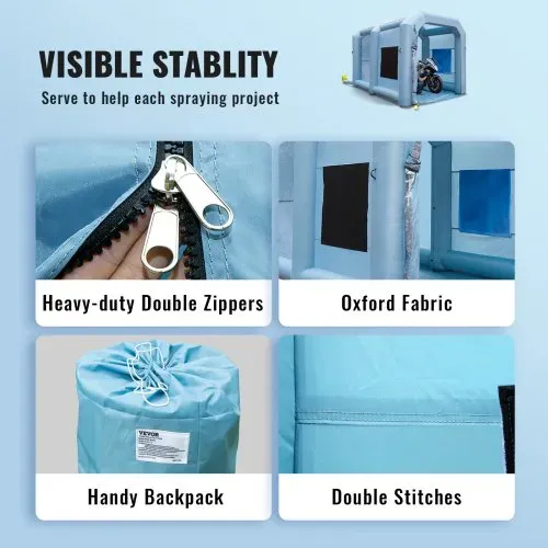 VEVOR Farbkabine DIY Sprühmalerei Sprühfarbe Schutzzelt 950 W, Blau 4 x 2,2 x 2,35 m Lackierzelt 210D Oxford-Gewebe Sprühfarbe Zelt Tragbare Sprühfarbe Farbstand DIY-Sprühmalerei – Bild 5