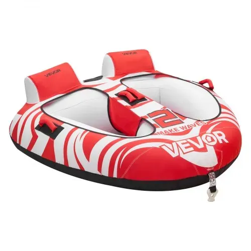 VEVOR Towable Tube für Boote, Wassersport-Schleppreifen für 2 Personen, bis 154 kg Tragfähigkeit, mit Kompletter Nylonabdeckung, Gepolsterten Griffen und Sicherheitsventil, für Seen und Flüsse, Rot – Bild 10