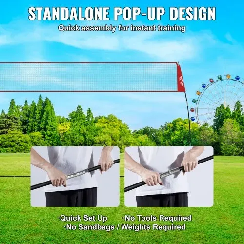 VEVOR Volleyballnetz Höhenverstellbares Volleyballnetz Set, 4,3 x 2,3-2,4 m Tragbarer Beachvolleyball-Netz, Volleyballnetz Faltbare Volleyballnetz mit Volleyball & Tragetasche, für Garten, Strand – Bild 3