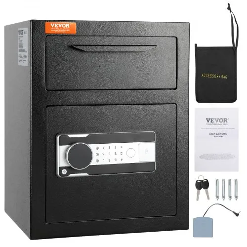 VEVOR 1,7 L Depository Safe, Deposit Safe mit Drop-Slot, elektronischem Codeschloss und 2 Notfallschlüsseln, 45 x 30 x 35 cm, Geschäftssafe für Bargeld, zu Hause, Hotel, Büro VEVOR 1,7 L Depository Safe, Deposit Safe mit Drop-Slot, elektronischem Codeschloss und 2 Notfallschlüsseln, 45 x 30 x 35 cm, Geschäftssafe für Bargeld, zu Hause, Hotel, Büro
