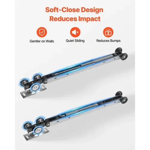 VEVOR Schiebetürbeschlag-Set 1746 mm, Schiebetürschiene mit Soft-Close für Sanftes & Leises Gleiten, Schiebetürsystem für Einzeltüren (25–45 mm Dicke / 914 mm Breite), Aluminiumlegierung – Bild 2