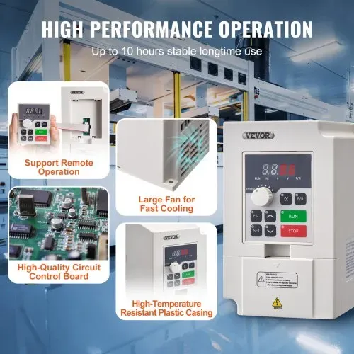 VEVOR Frequenzumrichter VFD 3 PS, 2,2 kW, 5 A, 3-Phasen-Wechselstrom, 380 V Eingang auf 3-Phasen-Wechselstrom, 0 – 380 V Ausgang, Frequenzumwandler, 50/60 Hz Eingang, 0 – 2000 Hz Ausgang – Bild 4