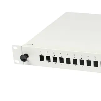 LWL-Patchpanel für 24xLC/LSH(E2000)-Duplex-Buchsen, 19″/1HE, ohne Kupplungen, Lichtgrau, Synergy 21, LWL-Patchpanel für 24xLC/LSH(E2000)-Duplex-Buchsen, 19″/1HE, ohne Kupplungen, Lichtgrau, Synergy 21,