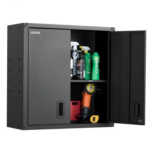 VEVOR Hängeschrank Werkstatt, 762x310x762 mm, Werkzeugschrank aus Stahl mit abschließbaren Türen & verstellbarem Regal, Wandhängeschrank für Garage, Keller, Küche, Lager, schwarz VEVOR Hängeschrank Werkstatt, 762x310x762 mm, Werkzeugschrank aus Stahl mit abschließbaren Türen & verstellbarem Regal, Wandhängeschrank für Garage, Keller, Küche, Lager, schwarz