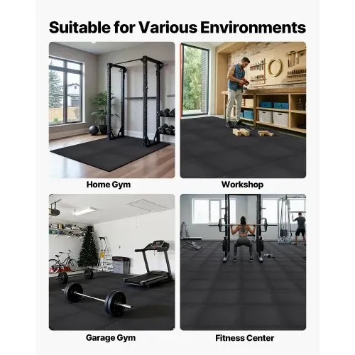 VEVOR 12 x Puzzlematte Bodenschutzmatte 610 x 610 x 14 mm, Hochdichte EVA-Schaumstoffmatte, Ineinandergreifende Fitnessmatte Gymnastikmatte Sportmatte, Trainingsmatte Schwarz Heim-Fitnessstudio – Bild 5