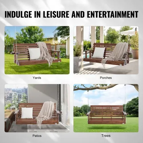 VEVOR Hollywoodschaukel Zedernholz, 1702x710x600mm, Terrassenschaukel für Hof und Garten, verbesserte Tragkraft von ca. 400 kg, robuste Schaukelstuhlbank mit Aufhängeketten für den Außenbereich, braun – Bild 5